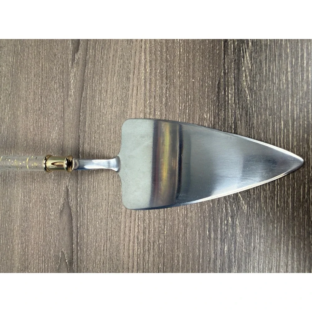 Gold Flake Acrylic Handle Stainless Steel Cake Pie Server Wedding Dessert Tool